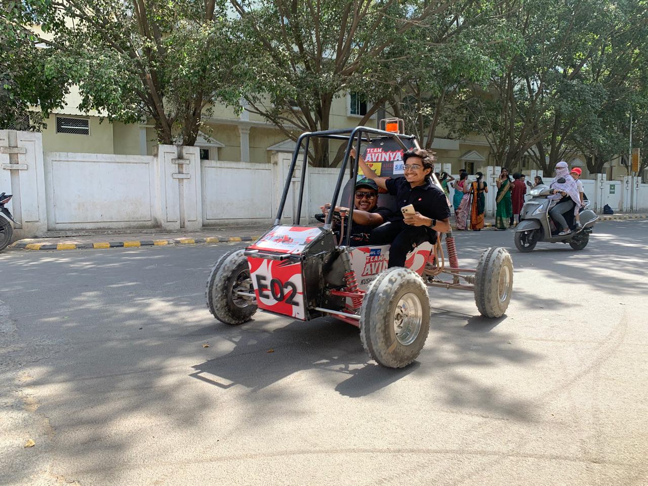 Team Avinya members enjoying test ride of electric ATV buggy